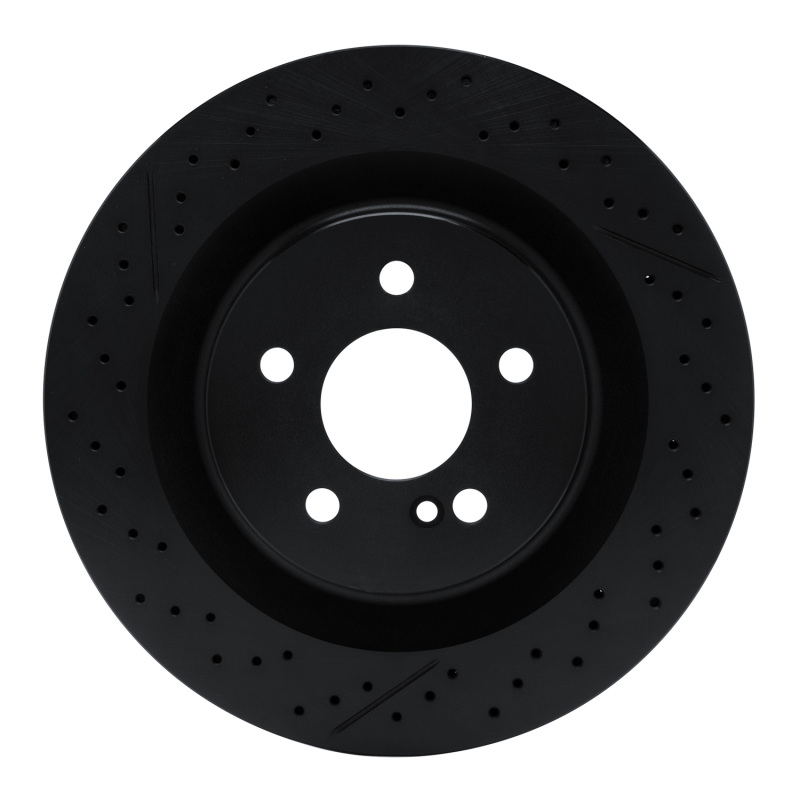 Mercedes-Benz CLK63 AMG Brake Rotor (1) - Rear - R1 Concepts - Drilled & Slotted - Black - `05-`11 Mercedes-Benz CLK63 AMG Brake Rotor (1) - Rear - R1 Concepts - Drilled & Slotted - Black - `05-`11